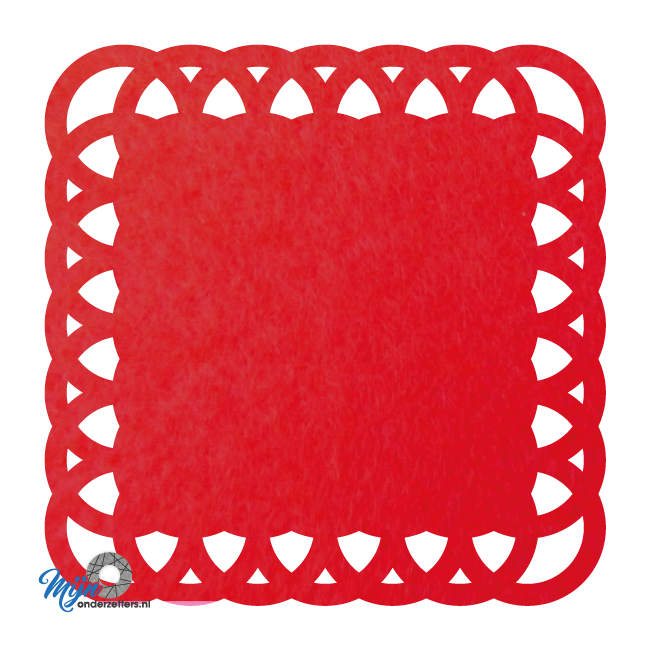 Mooie en sfeervolle ring model pan onderzetters vilt in de kleur rood van mijnonderzetters.nl