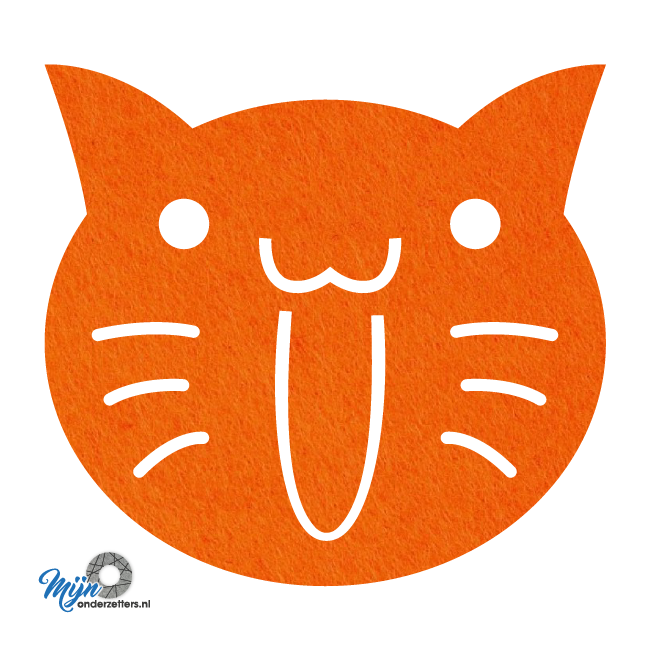leuke en schattige S2 cats onderzetter vilt uit onze dieren reeks van mijnonderetters.nl in de kleur oranje