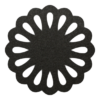 Handige zwarte onderzetter van vilt in de vorm van een cirkel met opgebouwde druppels bij mijnonderzetters.nl webshop