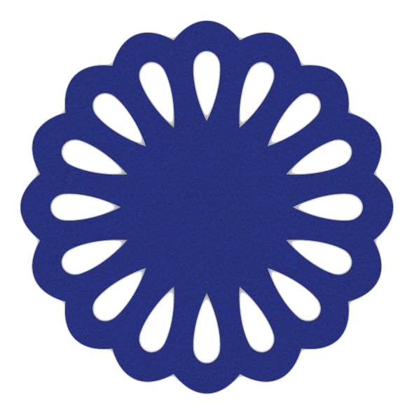 Handige donkerblauwe onderzetter van vilt in de vorm van een cirkel met opgebouwde druppels bij mijnonderzetters.nl webshop