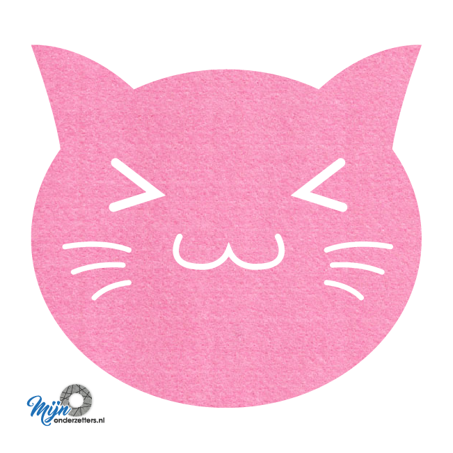 super schattige S3 cats onderzetter vilt uit onze dieren reeks van mijnonderetters.nl in de kleur roze