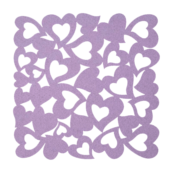 lila vierkant uit hartjes onderzetter vilt bij mijnonderzetters.nl webshop