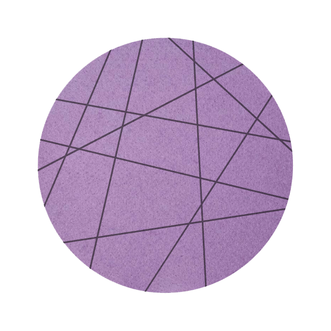 Strak vormgegeven ronde vilt onderzetter met lijnen als motief in de kleur lila bij mijnonderzetters.nl webshop