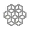 Strak vormgegeven gemeleerd grijze onderzetter van vilt in de vorm van opgestapelde blokjes bij mijnonderzetters.nl webshop