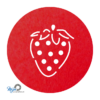 Rode aardbei onderzetter vilt met een leuke aardbei motief in het midden bij mijnonderzetters.nl webshop