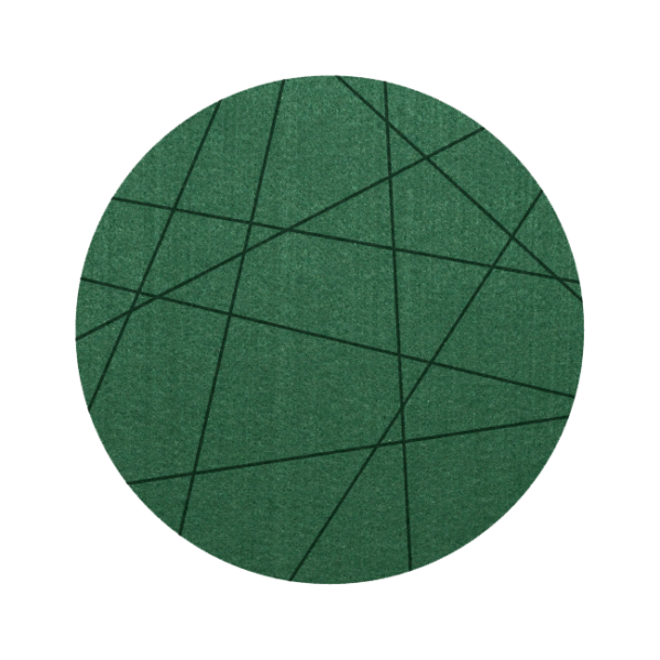 Strak vormgegeven ronde vilt onderzetter met lijnen als motief in de kleur donkergroen bij mijnonderzetters.nl webshop