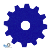 donkerblauwe vilt onderzetter in de vorm van een tandwiel bij mijnonderzetters.nl webshop