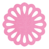 Handige roze onderzetter van vilt in de vorm van een cirkel met opgebouwde druppels bij mijnonderzetters.nl webshop