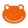 Grappige kikker onderzetter vilt in de kleur oranje bij mijnonderzetters.nl webshop