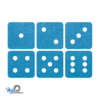 Speelse dobbelsteen onderzetters vilt in de kleur lichtblauw bij mijnonderzetters.nl webshop