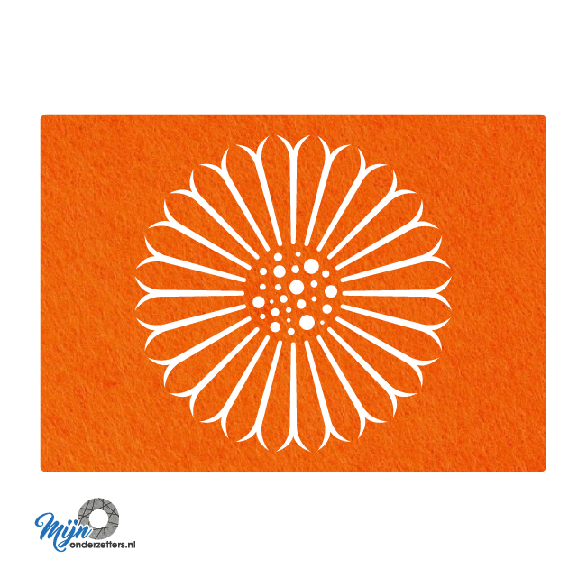 Decoratieve placemat met een zonnebloem motief in de kleur oranje van mijnonderzetters.nl