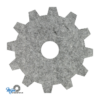 gemeleerd grijs vilt onderzetter in de vorm van een tandwiel bij mijnonderzetters.nl webshop