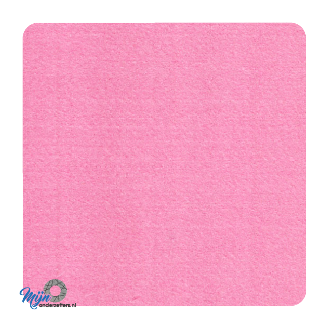 Handige standaard vierkante onderzetter van vilt in de kleur roze bij mijnonderzetters.nl webshop