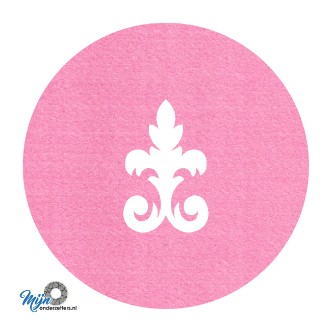 Prachtige en sjieke design D3 ornament onderzetter vilt in de kleur roze bij mijnonderzetters.nl