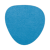 Uniek vormgegeven lichtblauwe vilt onderzetter in de vorm van een kei bij mijnonderzetters.nl webshop