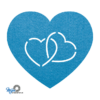 zeer mooie en romantische hart in hart onderzetter vilt in de kleur lichtblauw van mijnonderzetters.nl