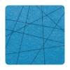 Strak vormgegeven vierkante vilt onderzetter met lijnen als motief in de kleur lichtblauw bij mijnonderzetters.nl webshop