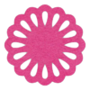 Handige fuchsia onderzetter van vilt in de vorm van een cirkel met opgebouwde druppels bij mijnonderzetters.nl webshop