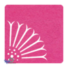 Vierkante vilt onderzetters in de kleur fuchsia met een zonnebloem motief bij mijnonderzetters.nl webshop