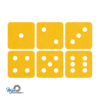 Speelse dobbelsteen onderzetters vilt in de kleur geel bij mijnonderzetters.nl webshop