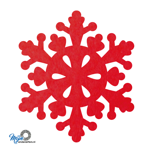 rode vilt onderzetters in een sneeuwvlok vorm bij mijnonderzetters.nl webshop