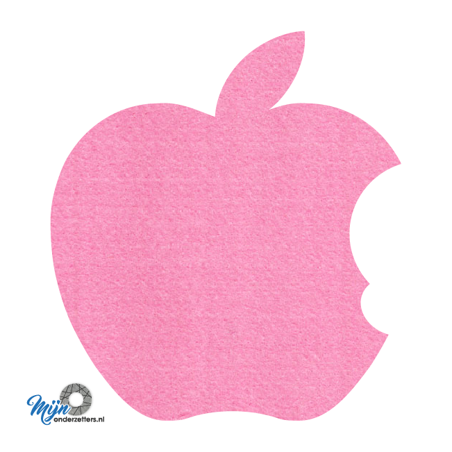Unieke en super leuke Appel onderzetter vilt in de kleur roze bij mijnonderzetters.nl