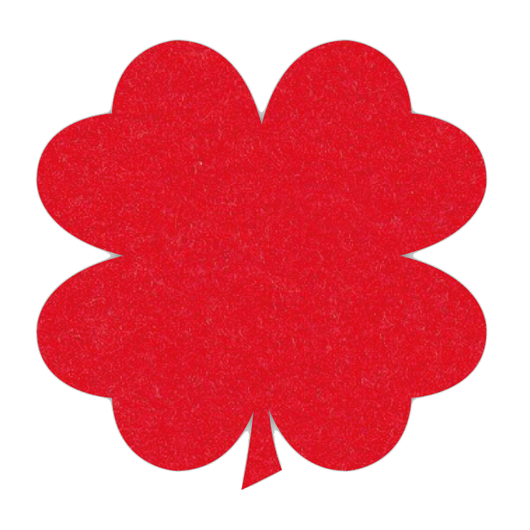Haal het geluk in huis met deze rode onderzetter van vilt in de vorm van een klavertje vier bij mijnonderzetters.nl webshop