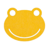 Grappige kikker onderzetter vilt in de kleur geel bij mijnonderzetters.nl webshop