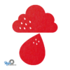 grappige rode regen vilt onderzetter bestaande uit een wolk en druppel bij mijnonderzetters.nl webshop