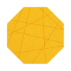 Strak vormgegeven 8-hoek vilt onderzetter met lijnen als motief in de kleur geel bij mijnonderzetters.nl webshop