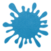 Speels vormgegeven lichtblauw splash vilt onderzetter in de vorm van een vlek bij mijnonderzetters.nl webshop
