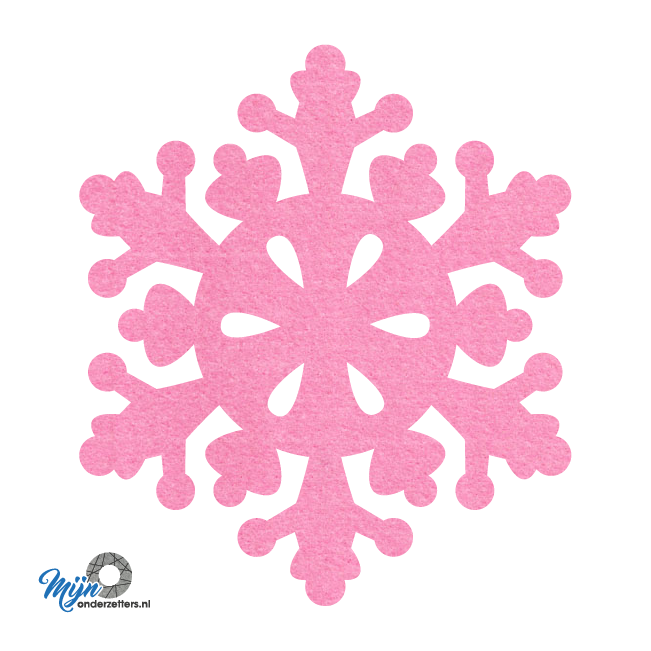 roze vilt onderzetters in een sneeuwvlok vorm bij mijnonderzetters.nl webshop