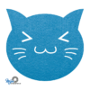 super schattige S3 cats onderzetter vilt uit onze dieren reeks van mijnonderetters.nl in de kleur lichtblauw