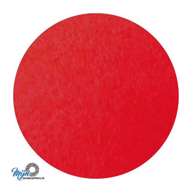 Handige standaard ronde placemats van vilt in de kleur rood bij mijnonderzetters.nl webshop