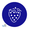 donkerblauwe aardbei onderzetter vilt met een leuke aardbei motief in het midden bij mijnonderzetters.nl webshop