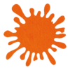 Speels vormgegeven oranje splash vilt onderzetter in de vorm van een vlek bij mijnonderzetters.nl webshop