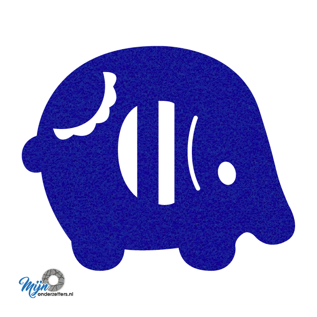 Leuke olifant onderzetter vilt uit een reeks dieren onderzetters in de kleur donkerblauw van mijnonderzetters.nl