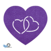 zeer mooie en romantische hart in hart onderzetter vilt in de kleur paars van mijnonderzetters.nl