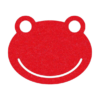 Grappige kikker onderzetter vilt in de kleur rood bij mijnonderzetters.nl webshop