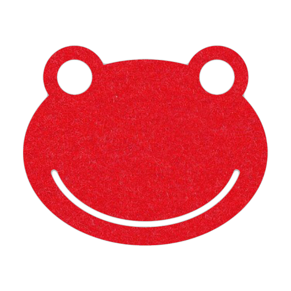 Grappige kikker onderzetter vilt in de kleur rood bij mijnonderzetters.nl webshop