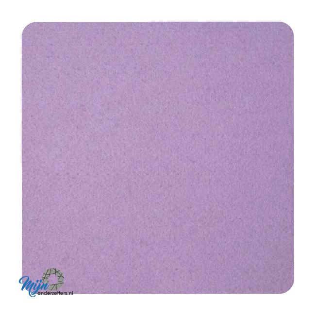 Handige standaard vierkante onderzetter van vilt in de kleur lila bij mijnonderzetters.nl webshop