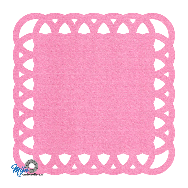 mooie roze ring model onderzetter vilt met rondom geschakelde rondjes bij mijnonderzetters.nl webshop