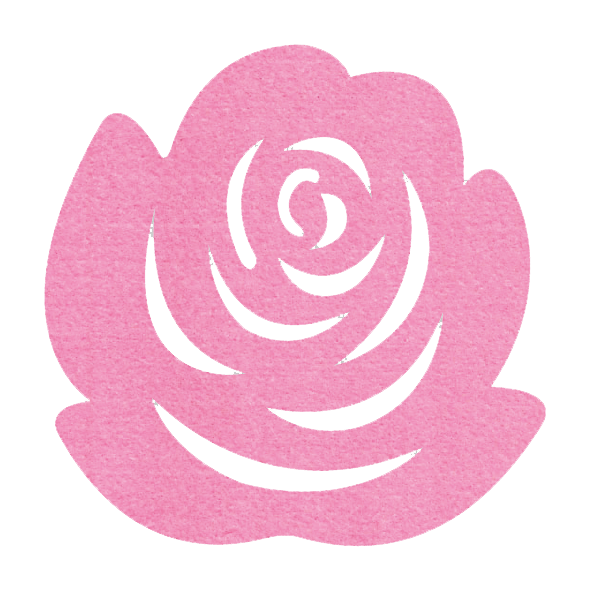 Romantische roze vilt onderzetter in de vorm van een roos bij mijnonderzetters.nl webshop