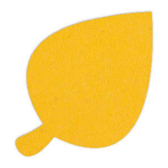 Mooie gele Beuken blad onderzetter vilt bij mijnonderzetters.nl webshop