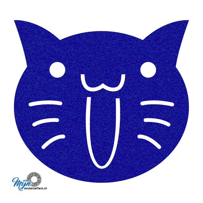 leuke en schattige S2 cats onderzetter vilt uit onze dieren reeks van mijnonderetters.nl in de kleur donkerblauw
