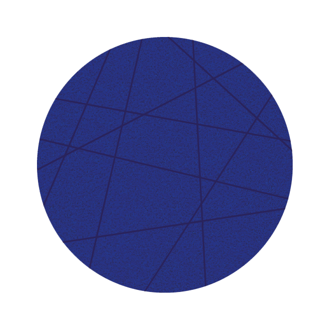 Strak vormgegeven ronde vilt onderzetter met lijnen als motief in de kleur donkerblauw bij mijnonderzetters.nl webshop