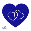 zeer mooie en romantische hart in hart onderzetter vilt in de kleur donkerblauw van mijnonderzetters.nl