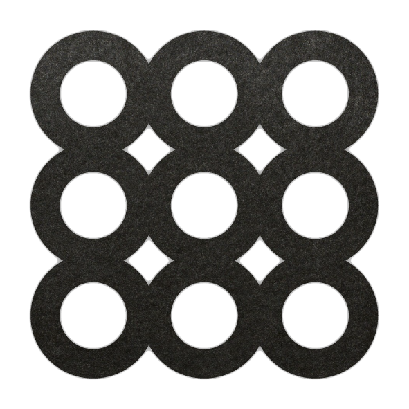 mooie zwarte ring vilt onderzetter met geschakelde rondjes bij mijnonderzetters.nl webshop