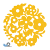 gele sfeervolle bloemenkrans onderzetter vilt in vorm van een bloemenkrans bij mijnonderzetters.nl webshop