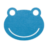 Grappige kikker onderzetter vilt in de kleur lichtblauw bij mijnonderzetters.nl webshop